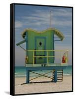 Lifeguard Station on 8th Street, South Beach, Miami, Florida, USA-Nancy & Steve Ross-Framed Stretched Canvas