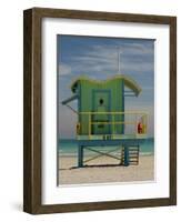 Lifeguard Station on 8th Street, South Beach, Miami, Florida, USA-Nancy & Steve Ross-Framed Photographic Print