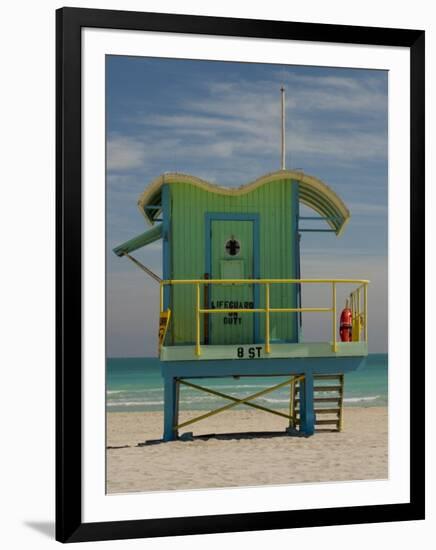 Lifeguard Station on 8th Street, South Beach, Miami, Florida, USA-Nancy & Steve Ross-Framed Photographic Print