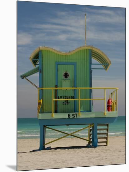 Lifeguard Station on 8th Street, South Beach, Miami, Florida, USA-Nancy & Steve Ross-Mounted Photographic Print