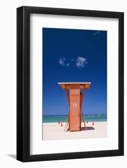 Lifeguard Station on Fort Derussy Beach-Jon Hicks-Framed Photographic Print