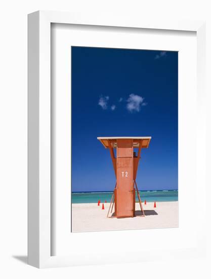 Lifeguard Station on Fort Derussy Beach-Jon Hicks-Framed Photographic Print