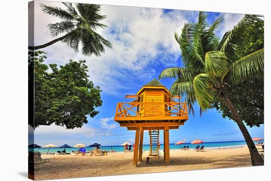 Lifeguard Station on Rockley Beach, Christ Church, Barbados, Caribbean-null-Stretched Canvas