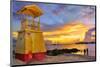 Lifeguard Station on the Beach between Miami Beach and Enterprise Beach in Oistins-null-Mounted Art Print