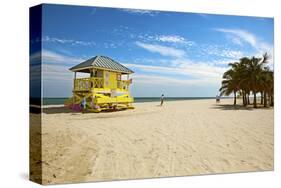 Lifeguard station on the Beach, Crandon Park, Key Biscayne, Florida, USA-null-Stretched Canvas