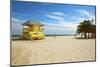 Lifeguard station on the Beach, Crandon Park, Key Biscayne, Florida, USA-null-Mounted Art Print