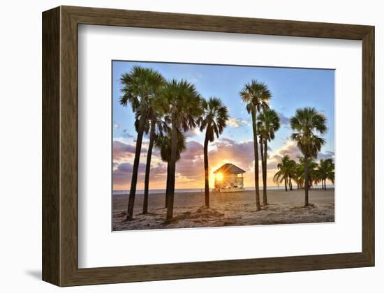 Lifeguard Station on the Beach, Crandon Park, Key Biscayne, Florida, USA-null-Framed Art Print