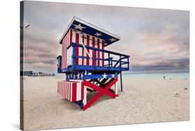 Lifeguard station on the Beach, Miami Beach, Florida, USA-null-Stretched Canvas