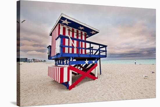 Lifeguard station on the Beach, Miami Beach, Florida, USA-null-Stretched Canvas