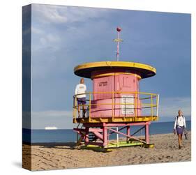 Lifeguard station on the Beach, Miami Beach, Florida, USA-null-Stretched Canvas