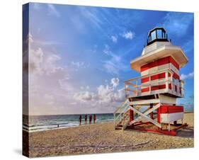 Lifeguard station on the Beach, Miami Beach, Florida, USA-null-Stretched Canvas