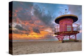 Lifeguard station on the Beach, Miami Beach, Florida, USA-null-Stretched Canvas