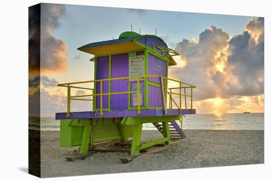 Lifeguard Station on the Beach, Miami Beach, Florida, USA-null-Stretched Canvas