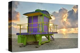 Lifeguard Station on the Beach, Miami Beach, Florida, USA-null-Stretched Canvas