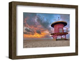 Lifeguard station on the Beach, Miami Beach, Florida, USA-null-Framed Art Print