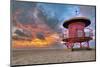 Lifeguard station on the Beach, Miami Beach, Florida, USA-null-Mounted Art Print