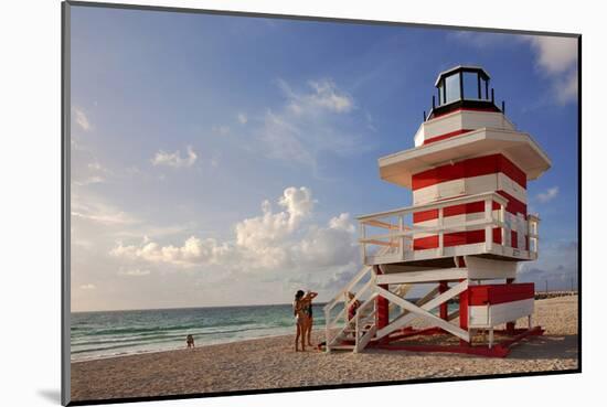 Lifeguard station on the Beach, Miami Beach, Florida, USA-null-Mounted Art Print