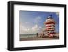 Lifeguard station on the Beach, Miami Beach, Florida, USA-null-Framed Art Print