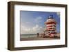 Lifeguard station on the Beach, Miami Beach, Florida, USA-null-Framed Art Print