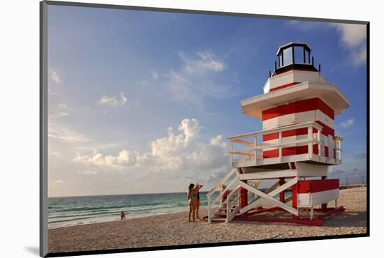 Lifeguard station on the Beach, Miami Beach, Florida, USA-null-Mounted Art Print