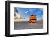 Lifeguard station on the Beach, Miami Beach, Florida, USA-null-Framed Art Print