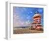 Lifeguard station on the Beach, Miami Beach, Florida, USA-null-Framed Art Print