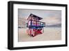 Lifeguard station on the Beach, Miami Beach, Florida, USA-null-Framed Art Print