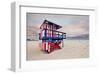 Lifeguard station on the Beach, Miami Beach, Florida, USA-null-Framed Art Print