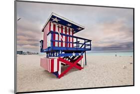 Lifeguard station on the Beach, Miami Beach, Florida, USA-null-Mounted Art Print