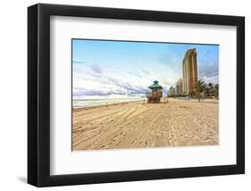 Lifeguard station on the Beach, Miami Beach, Florida, USA-null-Framed Art Print