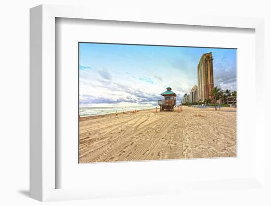 Lifeguard station on the Beach, Miami Beach, Florida, USA-null-Framed Art Print