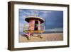 Lifeguard station on the Beach, Miami Beach, Florida, USA-null-Framed Art Print