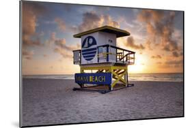 Lifeguard station on the Beach, Miami Beach, Florida, USA-null-Mounted Art Print