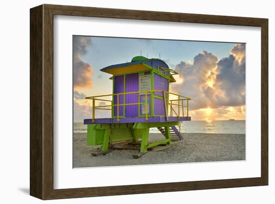 Lifeguard Station on the Beach, Miami Beach, Florida, USA-null-Framed Art Print