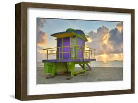 Lifeguard Station on the Beach, Miami Beach, Florida, USA-null-Framed Art Print