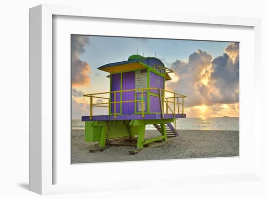 Lifeguard Station on the Beach, Miami Beach, Florida, USA-null-Framed Art Print