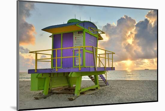 Lifeguard Station on the Beach, Miami Beach, Florida, USA-null-Mounted Art Print