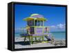 Lifeguard Station, South Beach, Miami Beach, Florida, USA-Amanda Hall-Framed Stretched Canvas