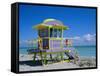 Lifeguard Station, South Beach, Miami Beach, Florida, USA-Amanda Hall-Framed Stretched Canvas