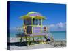 Lifeguard Station, South Beach, Miami Beach, Florida, USA-Amanda Hall-Stretched Canvas