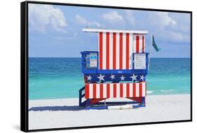 Lifeguard Station, South Beach, Miami, Florida, Usa-Marco Simoni-Framed Stretched Canvas