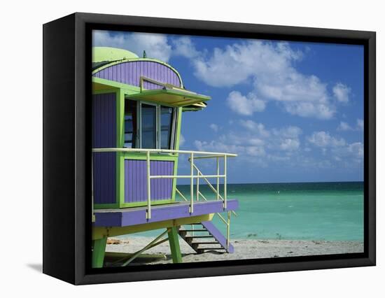 Lifeguard Tower Along South Beach-James Randklev-Framed Stretched Canvas