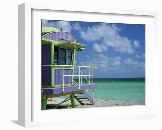 Lifeguard Tower Along South Beach-James Randklev-Framed Photographic Print