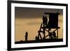 Lifeguard Tower and tourists on the beach, Laguna Beach, California, USA-null-Framed Photographic Print