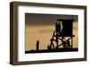 Lifeguard Tower and tourists on the beach, Laguna Beach, California, USA-null-Framed Photographic Print