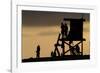 Lifeguard Tower and tourists on the beach, Laguna Beach, California, USA-null-Framed Photographic Print