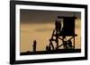 Lifeguard Tower and tourists on the beach, Laguna Beach, California, USA-null-Framed Photographic Print