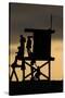 Lifeguard Tower and tourists on the beach, Laguna Beach, California, USA-null-Stretched Canvas