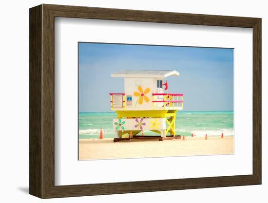 Lifeguard tower in Miami Beach-null-Framed Art Print