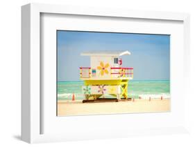 Lifeguard tower in Miami Beach-null-Framed Art Print